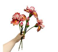 3pcs 18" Artificial Iris Flower PU Flower Heads,Real Touch Artificial Flowers Bulk Bouquet Fake Outdoor Cemetery Flower Arrangements and Wedding Holding Flowers,Dining Table Centerpieces (Orange Red)