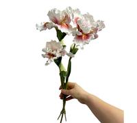 3pcs 18"Artificial Iris Flower PU Flower Heads,Real Touch Artificial Flowers Bulk Bouquet Fake Outdoor Cemetery Flower Arrangements and Wedding Holding Flowers,Dining Table Centerpieces (White-Pink)