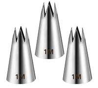 3pcs 1M Large Cake Piping Tips, Stainless Steel 1M Tips for Piping, Pastry Tip for Cupcakes Cakes Cookies Decorating, Nozzles for Buttercream, Icing, Birthday Cakes, Cupcakes, Baking Tools for DIY Art