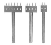 3Pcs 2/4/6 Prong Steel Leather Craft Tool Row Hole Puncher DIY Lacing Stitching Punch ToolLacing Stitching Chisel Set Leather Tools
