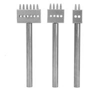 3Pcs 2/4/6 Prong Steel Leather Craft Tool Row Hole Puncher DIY Lacing Stitching Punch ToolLacing Stitching Chisel Set Leather Tools