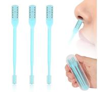 3pcs 2 in 1 Nose Trimmer, Double Sided Nose Cleaner 360 Degrees Rotating Nasal Cutter Clipper Portable Manual Nostril Hair Remover Tool for Men Women (Blue)