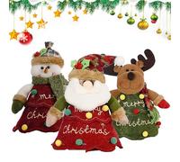 3pcs 20 * 16cm Gift Bags for Christmas, Gift Bags for Christmas Multipack with Zipper Design, Snowman & Santa Claus & Elk Reusable Gifts Bags for Christmass, for Apples Candy Toys Wine Gifts