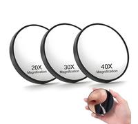 3PCS 20X/30X/40X Magnifying Mirror with Suction Cups and Tweezers Set, 3.5 inches Travel Magnified Makeup Mirror, 40X Cosmetic Mirrors with Strong Magnification for Precise Makeup and Eyebrow Plucking