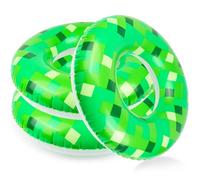 3PCS 24Inch Green Pixel Themed Inflatable Pool Floats - Vibrant Pool Floats for Summer & Pool Tubes for Kid - Durable Party Decorations for Themed Pool Parties,Game Night Events & Backyard Water Fun