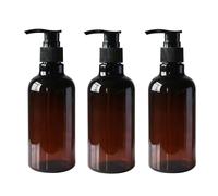 3Pcs 250ml/8.5oz Amber PET Lotion Pump Bottles, Refillable Empty Soap Dispenser, Cosmetic Toiletry Storage Containers for Bathroom and Kitchen