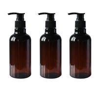 3PCS 250ML/8OZ Brown Refillable Empty PET Plastic Pump Bottles with Black Pump Top Shampoo Shower Gel Jars Storage Containers Dispensers for Makeup