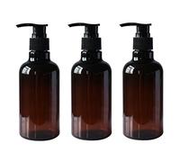 3Pcs 250ml/8oz Refillable Amber PET Plastic Soap/Lotion Dispenser Empty Press Pump Bottles Cosmetic Toiletries Containers Jar for Bathroom Toilet or Kitchen