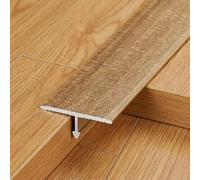 3pcs 2cm 0.9m Aluminum T Molding Floor Transition Strip Metal Flat Divider Strip for Joining Floor Gaps Laminate Profile Flooring Edge Trim Cover Strips,0.9m (Bown Wood Grain)