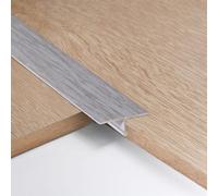 3pcs 2cm Aluminum T Molding Floor Transition Strip Metal Flat Divider Strip for Joining Floor Gaps Laminate Profile Flooring Edge Trim Cover Strips,0.9m Grey Oak