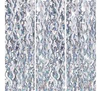 3pcs 3.2ft x 6.5ft Tinsel Curtain Decorations,Silver Wavy Tinsel Foil Fringe Curtains Streamers Backdrop for Birthday Wedding Baby Shower Xmax Bachelorette Party Disco Prom Decorations