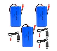 3Pcs 3.7V 4000mAh Li-ion Battery Pack Replacement 18650 Rechargeable Battery Pack With JST-2P USB Charger Cable for RC Airplane DIY, Fishing lights,Doorbell, etc.