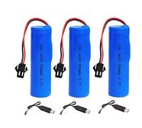 3Pcs 3.7V 800mAh Li-ion Battery Pack RC Replacement Rechargeable 14500 Battery Pack With SM-2P USB Charger Cable for Toys,Drone,Remote Control Car Accessory