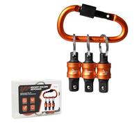 3PCS 3/8" Socket Holder Keychain Set,Drive Quick-Release Organizer with Locking Clip,Heavy-Duty Toolbox & Impact Wrench Accessories for Lineman,Electricians,Construction Crews & Industrial Pros