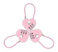 3Pcs 3 Digit Combination Lock for Locker, Pink Heart Lock with Steel Wire Rope, Mini Luggage Locks Cute Combo Locks for Backpack Luggage Lockers Jewelry Boxes