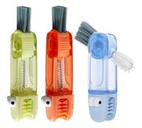 3PCS 3 In 1 Bottle Cleaning Brush Set, 3 In 1 Cup Lid Cleaning Brushes for Small Spaces, Cute Animal Design Water Bottle Cleaner Brush, Multifunctional Kitchen Tools for Mugs Bottles Crevice