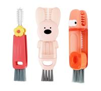 3pcs 3 in 1 Tiny Cleaning Brushes, Multifunctional Set 3 in 1 Cup Lid Cleaner Cups Crevice Cleaning Tools for Baby-Using Glass Water Bottle(Orange Red)