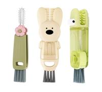 3pcs 3 in 1 Tiny Cleaning Brushes, Multifunctional Set 3 in 1 Cup Lid Cleaner Cups Crevice Cleaning Tools for Baby-Using Glass Water Bottle(Light Green)