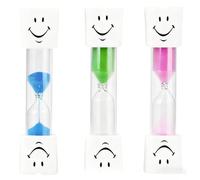 3Pcs 3 Minute Toothbrush Sand Timer for Kids & Adults, White Plastic Teeth Timers with Child-Safe PVC & Glass, Portable 3-Min Flow Timer for Studying & Playing, Home/Kitchen Time Mana (3)