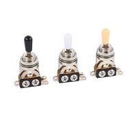 3pcs 3 Way Guitar Toggle Switches, Short Straight Switch with Black White Cream Tips for Electric Guitar, Guitar Parts Replacement (Silver)