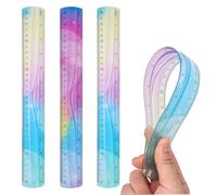 3Pcs 30cm/12inch Bendy Ruler, Colorful and Bendable Flexible Ruler Folding for Student School Office Teaching (Chroma)