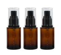 3PCS 30ml/1oz Empty Amber Glass Lotion Pump Press Bottles Soap Dispensers with Cap Refillable Cosmetic Makeup Cream Removel Oil Foundation Travel Package Pump Dispenser Storage Containers Jars