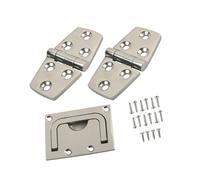 3Pcs 316 Marine Grade Stainless Steel Hinges and Square Handles for Boat Entry and Heavy Duty Doors Waterproof Hinge Set