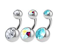 3PCS 316L Surgical Steel Short Navel Ring Studs 14 Gauge 1/4 6mm Transparent AB Shallow Navel Bar Jewelry See more Colors