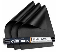 3PCS 32x50CM Heavy-Duty Premium Oven Liner, Oven Liners for Bottom of Oven, Non-Stick, Easy to Clean and Reusable, Suitable for Most Ovens and Hobs (Black)