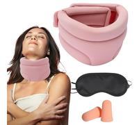 3PCS 360° Pink Surround Support Snoring Neck Brace for Neck Pain and Support, Neck Support for Neck Pain Soft Foam Cervical Collar for Sleeping*1+sleep Mask *1+ear Plugs *1 Pair Detachable Adjustable
