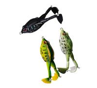 3PCS 3D Fishing Bait Silicone Soft Lures Double Propeller Floating Frog Swimming Lures for Freshwater and Salt Water