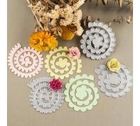 3PCS 3D Flowers Dies for Card Making,3D Spiral Metal Cutting Dies for Scrapbooking Craft,Layering Rose Daisy Flowers Garland Wedding Cut Stencils Blossom Screw Flower Die Cuts Metal Embossing Stencil