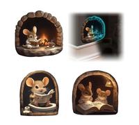 3Pcs 3D Mouse Hole Wall Decals Peel And Stick - Cute Cartoon Mice Reading And Relaxing, Decorative Vinyl Wall Stickers For Kids Room, Bedroom, Nursery, Book Nook, Door Corner Or Baseboard Decor