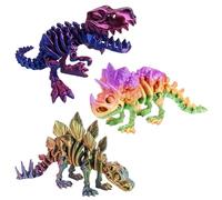 3PCS 3D Printed Dinosaur, 3D Dinosaur, 3D Printed Animals, Unique 13.5 cm Dinosaurs with Vibrant Colors, Fidget Toys for Stress Relief, Home and Office Decor, Educational Tool for Kids and Collectors