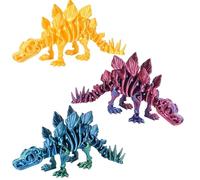3PCS 3D Printed Dinosaur, 3D Printed Animals, 13.5cm Dinosaur Figures in Silk Gold, Holographic Purple and Holographic Green, Unique Desk Decor, Collectible