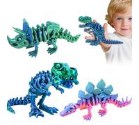 3Pcs 3D Printed Dinosaur Set 20cm Length, Flexible Dinosaurs Statue Decor, Articular Mobility Fidget Animals Toy Collectable for Home and Office Decoration, Adults Kid