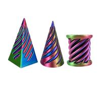 3Pcs 3D Printed Spiral Cone Fidget Toys Mini Sensory Stress Relief Desk Toy Impossible Pyramid Passthrough Sculpture Decor Toys for Concentration Spiral Cone Toy for Office Home Travel Party Gift (D)