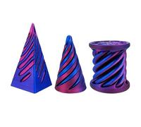 3Pcs 3D Printed Spiral Cone Fidget Toys Mini Sensory Stress Relief Desk Toy Impossible Pyramid Passthrough Sculpture Decor Toys for Concentration Spiral Cone Toy for Office Home Travel Party Gift (F)