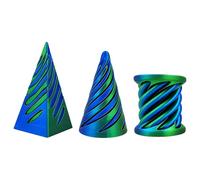 3Pcs 3D Printed Spiral Cone Fidget Toys Mini Sensory Stress Relief Desk Toy Impossible Pyramid Passthrough Sculpture Decor Toys for Concentration Spiral Cone Toy for Office Home Travel Party Gift (C)