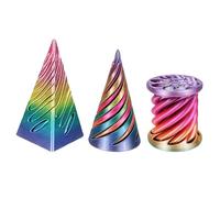 3Pcs 3D Printed Spiral Cone Fidget Toys Mini Sensory Stress Relief Desk Toy Impossible Pyramid Passthrough Sculpture Decor Toys for Concentration Spiral Cone Toy for Office Home Travel Party Gift (E)