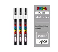 (3pcs 3M) POSCA White Marker Pen,PC-1M 3M 5M 8K 17K Acrylic
