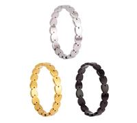 3pcs 3mm Stainless Steel Women's Plain Band Knuckle Stacking Midi Rings Set Unlimited Heart Comfort Fit Silver/Gold/Black Tone Thin Promise Wedding Anniversary Rings for Women Men Size 10