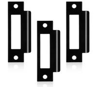 3Pcs 4-7/8" Universal Door Strike Plate Replacement Stainless Steel Plated Lock Strike Plate T Strike Deadbolt Strike Plate Door Backplate Iron Matte Black Finish for Use(Large Hole)