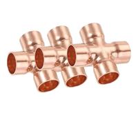 3Pcs 4-Way Copper Cross Union Pipe Fitting for Plumbing Air Conditioning Refrigeration Central Heating Gas Pipework, 15mm