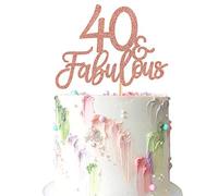 3Pcs 40 & Fabulous Cake Toppers 40 and Fabulous Cake Toppers for Happy 40th Birthday Cheers to 40 Party Decorations 40 Anniversary Birthday Cake Decorations Supplies