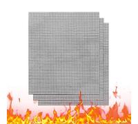 3PCS 40x33cm Non-Stick BBQ Mats for Gas Grill Reusable, Heat-Resistant BBQ Grill Mat Set for Grilling Meat and Veg, Easy-Clean Mesh Sheets, Essential Barbecue Accessories for Outdoor Cooking (Black)