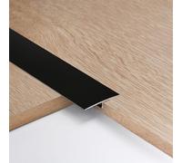 3pcs 4cm Aluminum T Molding Floor Transition Strip Metal Flat Divider Strip for Joining Floor Gaps Laminate Profile Flooring Edge Trim Cover Strips,0.9m Black