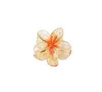 3PCS 4cm Candy Color Small Flower Hair Claw Gradient Color Acrylic Material Hair Clip Non-slip Shark Clip Ponytail Hairpin For Girls(Glitter-Orange)