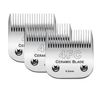 3PCS 4FC Blades Dog Grooming Clipper Replacement Blades Compatible with Andis Pet Clipper/Oster A5/Wahl KM Series Dog Clipper,Ceramic Blade & Stainless Steel Blade