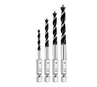3PCS/4PCS/5PCS/7PCS 1/4 Hex Shank Three-point Woodworking Drill Bit HSS Perforating Electric Drill Rotary Head(4PCS 3 4 5 6mm)